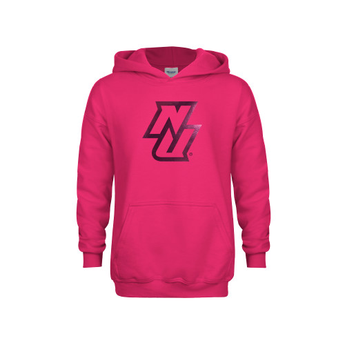 Youth Hot Pink Fleece Hoodie-NU  Foil