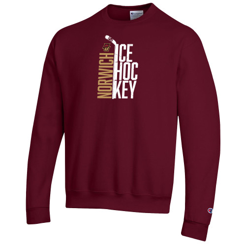 Champion Maroon Fleece Crew-Stacked Ice Hockey