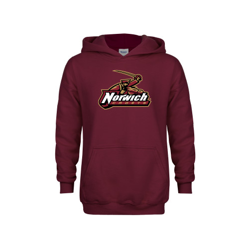 Youth Maroon Fleece Hoodie-Primary Mark