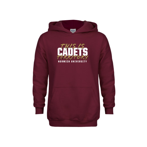 Youth Maroon Fleece Hoodie-Norwich - This is Cadets Territory