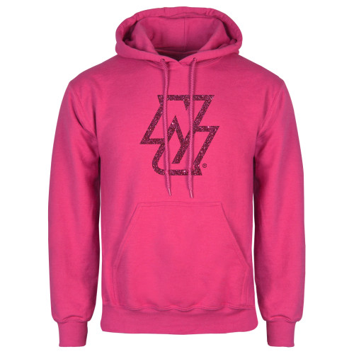 Womens Fuchsia Fleece Hoodie-NU Hot Pink Glitter