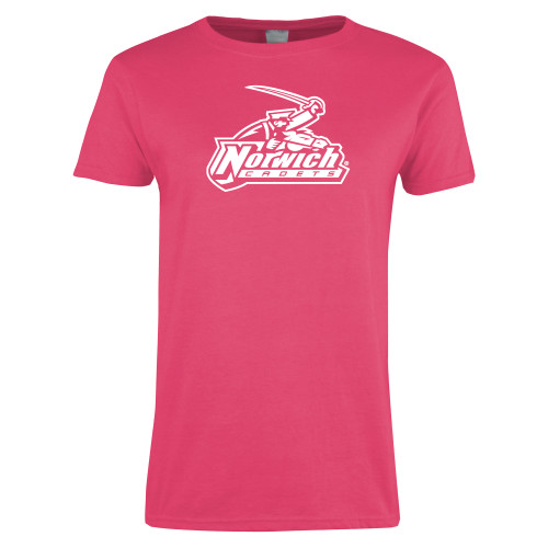 Womens Hot Pink Short Sleeve Tee-Primary Mark