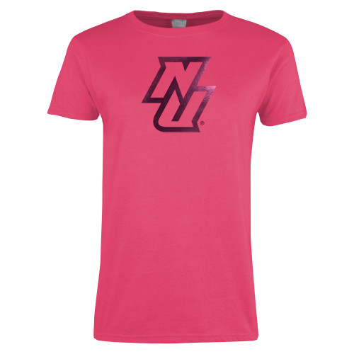 Womens Hot Pink Short Sleeve Tee-NU  Foil