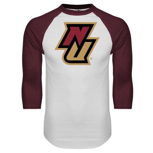 White/Maroon Raglan Baseball T Shirt-NU