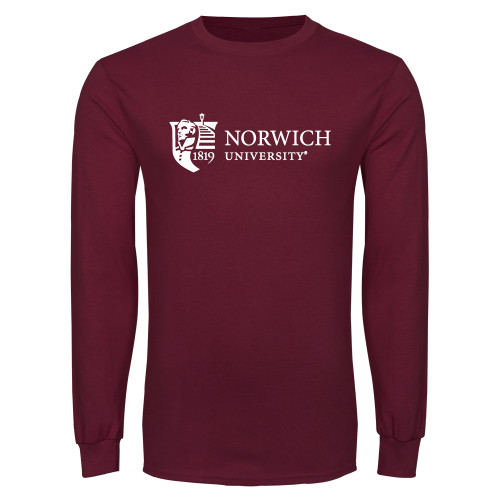 Maroon Long Sleeve T-Shirt-University Mark Flat