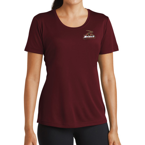 Womens Maroon Performance Short Sleeve Tee-Primary Mark