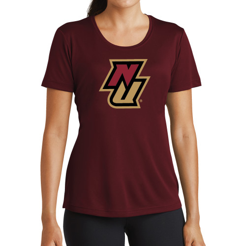 Womens Maroon Performance Short Sleeve Tee-NU