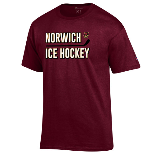 Champion Maroon T Shirt-Norwich Ice Hockey