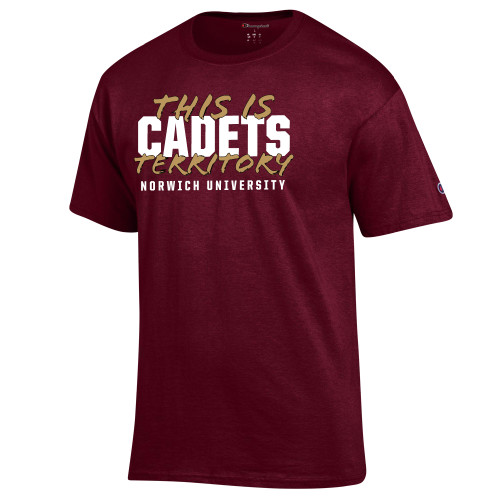 Champion Maroon T Shirt-Norwich - This is Cadets Territory
