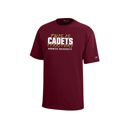 Champion Youth Maroon Short Sleeve Tee-Norwich - This is Cadets Territory