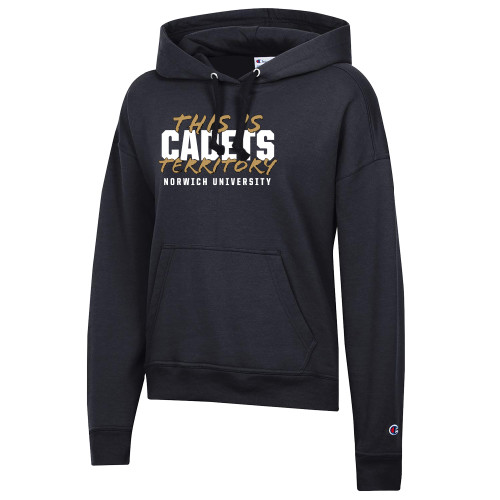 Champion Womens Black Powerblend Pullover Hood-Norwich - This is Cadets Territory