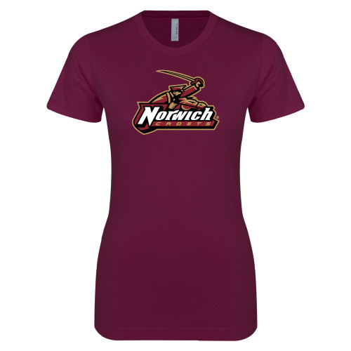 Next Level Womens Maroon Boyfriend Tee-Primary Mark