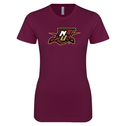 Next Level Womens Maroon Boyfriend Tee-NU Shield