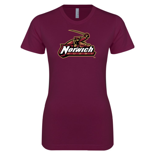 Next Level Womens Maroon Boyfriend Tee-Rugby
