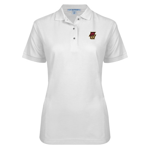 Womens Silk Touch White Pique Polo-NU