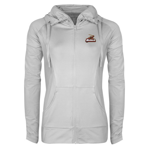 Womens White Sport Wick Stretch Full Zip Jacket-Primary Mark