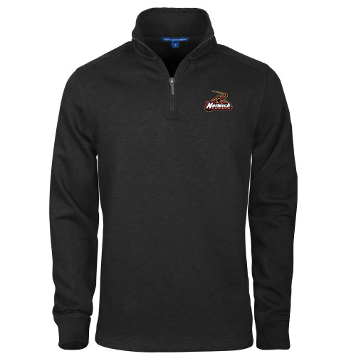 Black Slub Fleece 1/4 Zip Pullover-Primary Mark