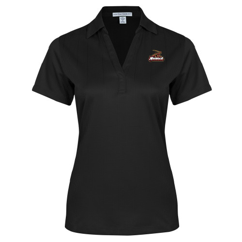 Womens Black Performance Fine Jacquard Polo-Primary Mark