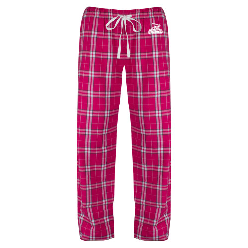 Womens Dark Fuchsia/White Flannel Pajama Pant-Primary Mark
