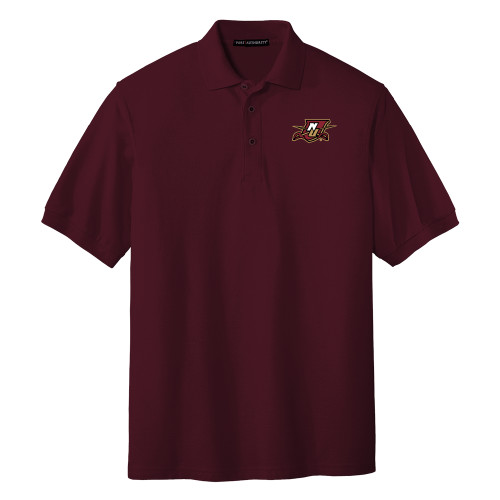 Maroon Silk Touch Polo-NU Shield
