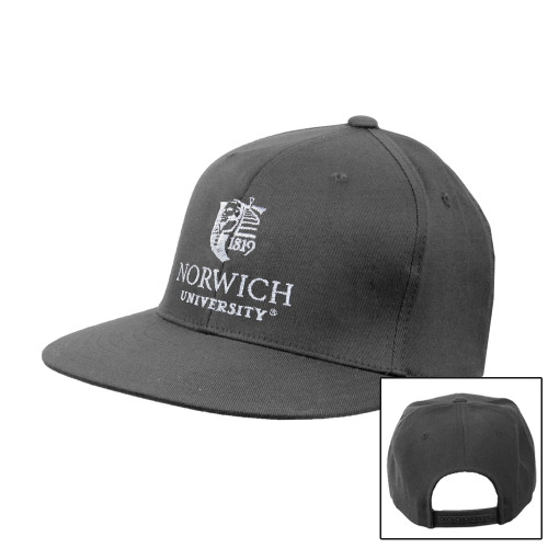 Charcoal Flat Bill Snapback Hat-University Mark