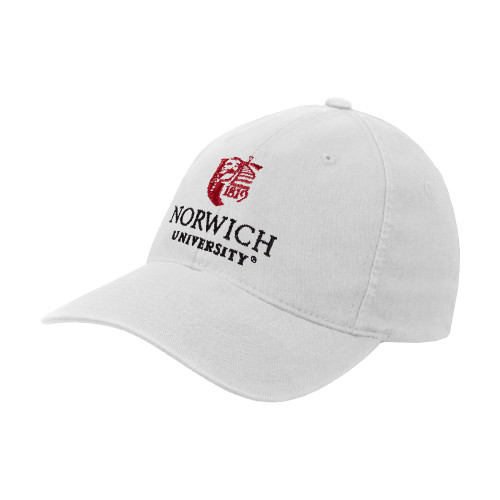 White Flexfit Structured Low Profile Hat-University Mark