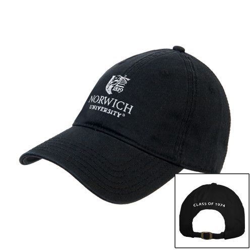 Black Unstructured Adjustable Low Profile Hat-University Mark