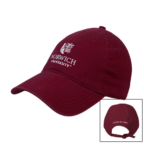 Maroon Unstructured Adjustable Low Profile Hat-University Mark