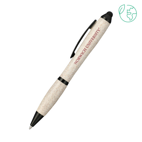 Nash Wheat Straw Ballpoint Beige Stylus Pen-Wordmark