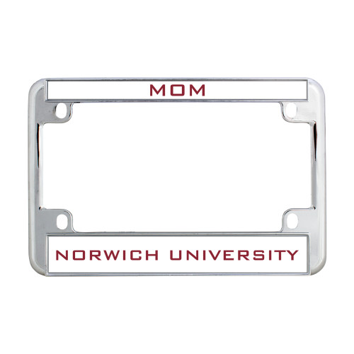 Metal Motorcycle License Plate Frame in Chrome-Mom