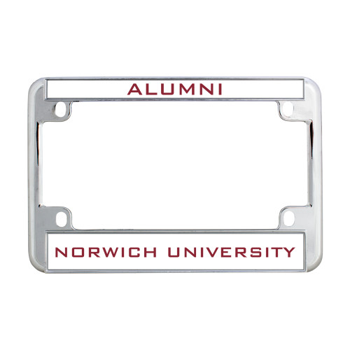Metal Motorcycle License Plate Frame in Chrome-Alumni