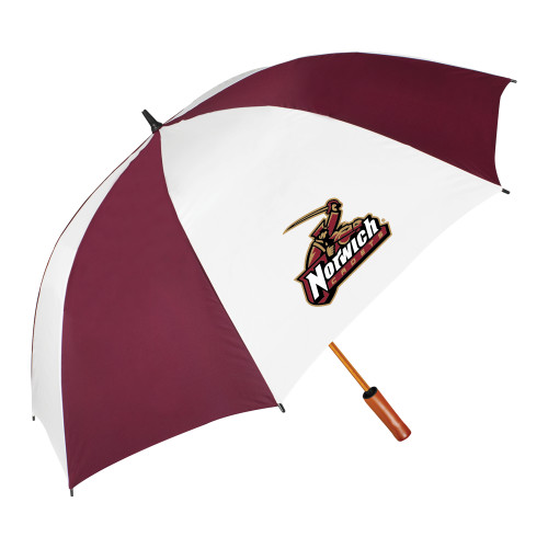 64 Inch Maroon/White Umbrella-Primary Mark