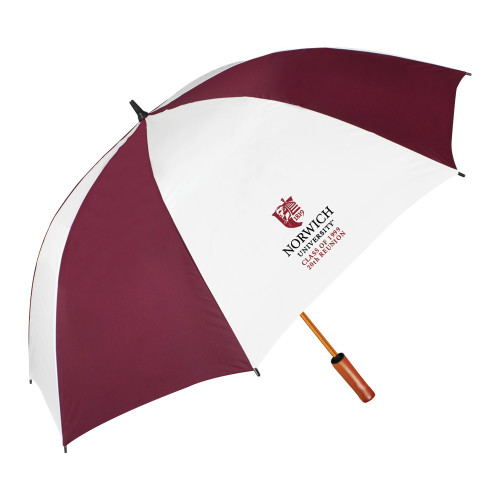 64 Inch Maroon/White Umbrella-Institutional logo with Class of 1999 20th Reunion