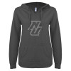 Thumbnail image for  ENZA Womens Dark Heather V Notch Raw Edge Fleece Hoodie