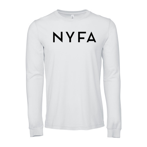  Bella + Canvas White Jersey Cotton Long Sleeve T Shirt - NYFA Primary Mark