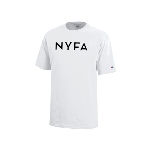  Champion Youth White Short Sleeve Tee - NYFA Primary Mark