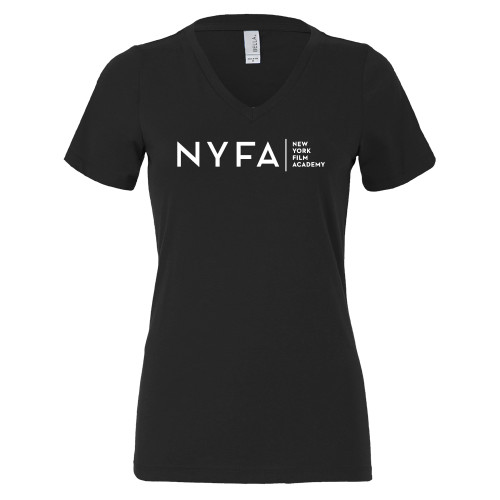  Bella + Canvas Womens Black V Neck Cotton T Shirt - NYFA Tagline