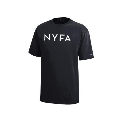  Champion Youth Black Short Sleeve Tee - NYFA Primary Mark