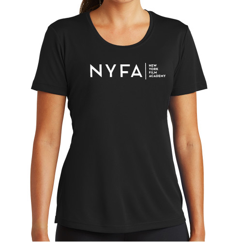  Womens Black Performance Tee - NYFA Tagline