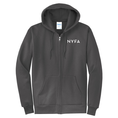  Extended Charcoal Fleece Full Zip Hoodie - NYFA Primary Mark