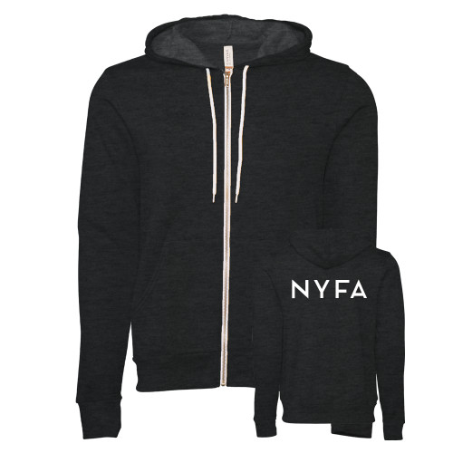  Bella + Canvas Dark Grey Heather Full Zip Hood - NYFA Primary Mark