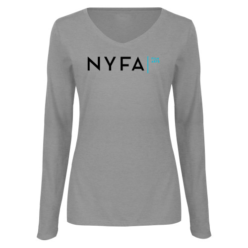  Womens Grey Long Sleeve V Neck Tee  - NYFA Film Arts