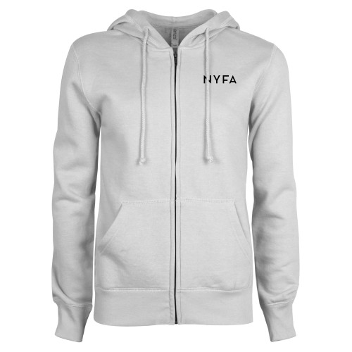  ENZA Womens White Fleece Full Zip Hoodie - NYFA Primary Mark - TONE