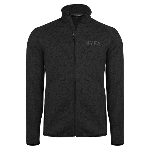  Black Heather  Sweater Fleece Jacket - NYFA Primary Mark - TONE