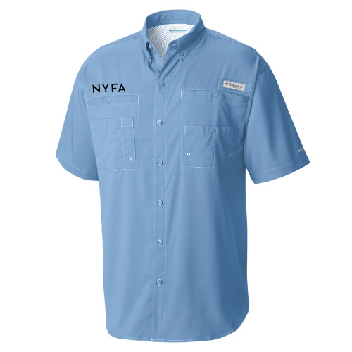  Columbia Light Blue Tamiami Performance Short Sleeve Shirt - NYFA Primary Mark