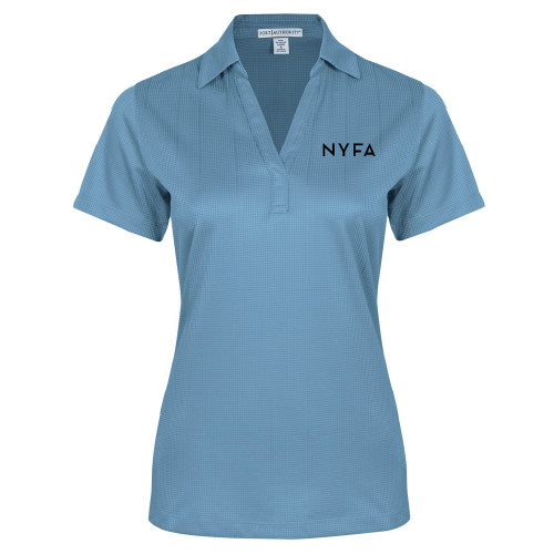  Womens Light Blue Performance Fine Jacquard Polo - NYFA Primary Mark