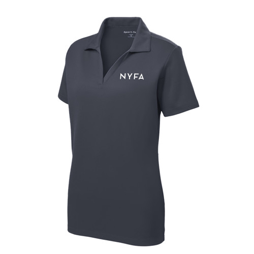  Womens Charcoal Dry Mesh Polo - NYFA Primary Mark