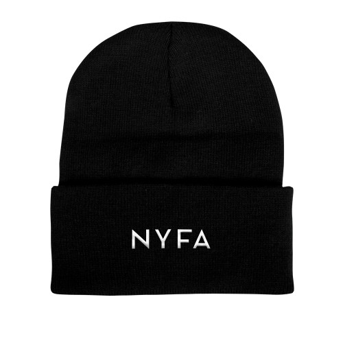  Black Knit Beanie w/Cuff - NYFA Primary Mark