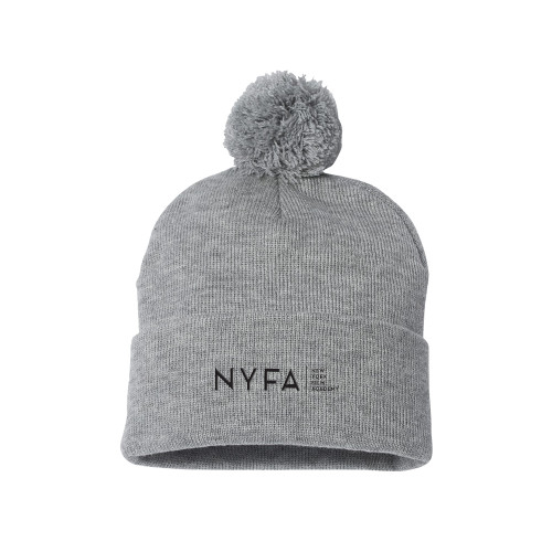  Sportsman Heather Grey Pom Pom Cuffed Beanie - NYFA Tagline