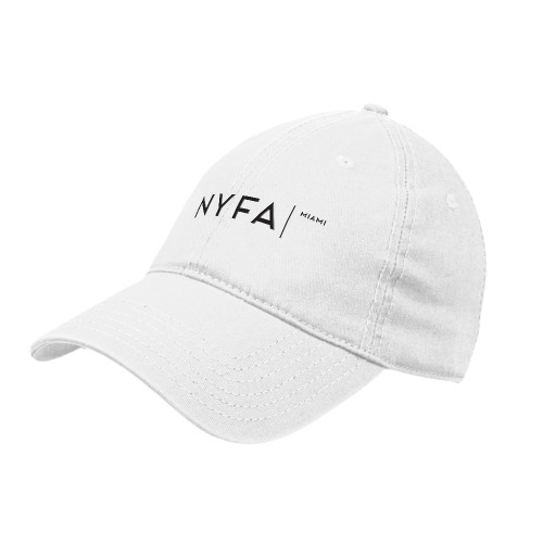  White Unstructured Adjustable Low Profile Hat - NYFA MIami